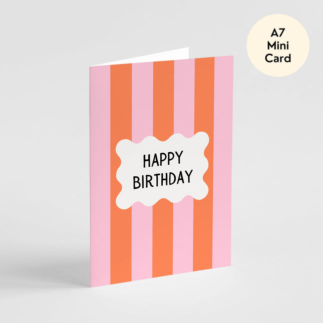 Pink and Orange Stripes Birthday Card - Mini Card