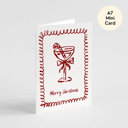 Candy Cane Cocktail Christmas Card - Mini Card
