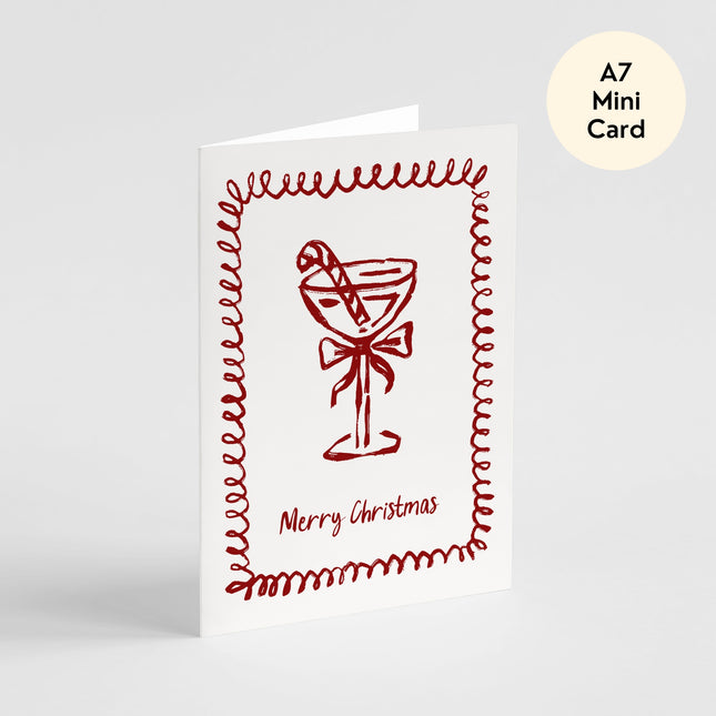 Candy Cane Cocktail Christmas Card - Mini Card