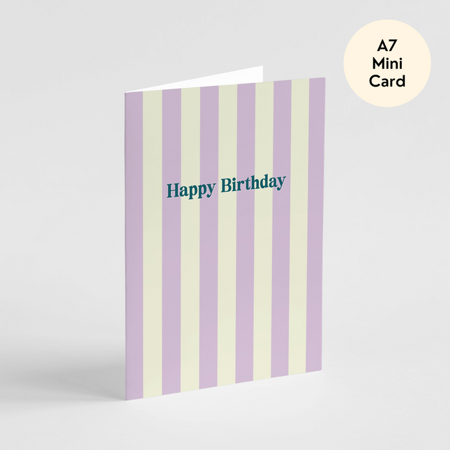 Purple Stripes Happy Birthday Card - Mini Card