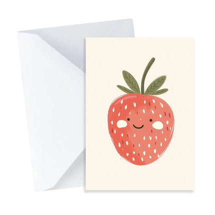 Smiling Strawberry Card - Mini Card