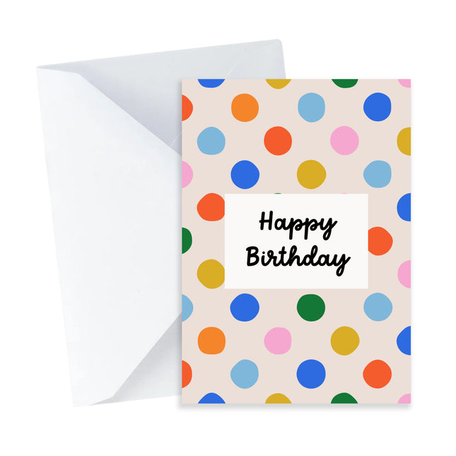 Colourful Dots Happy Birthday Card - Mini Card