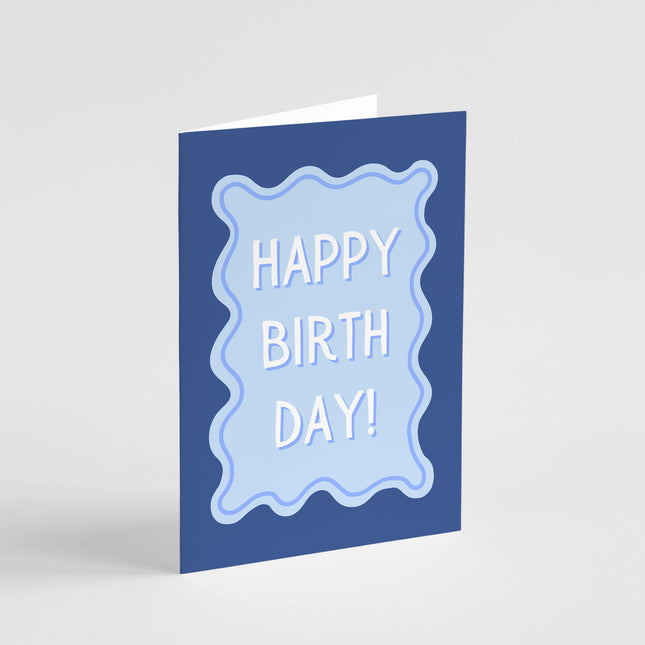 Wiggly Blue Happy Birthday Card