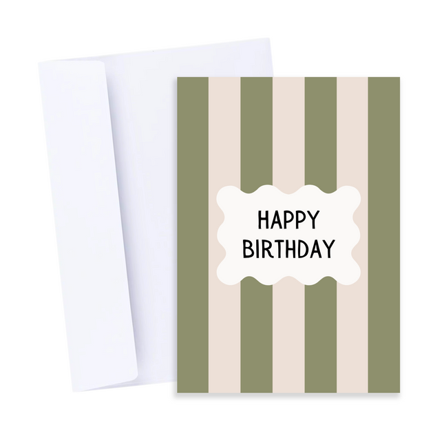 Sage Stripes Birthday Card