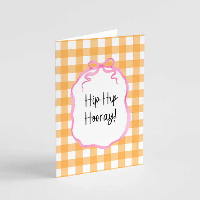 Hip Hip Hooray Gingham Birthday Card