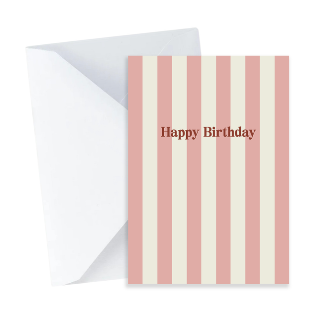 Red Stripes Happy Birthday Card - Mini Card
