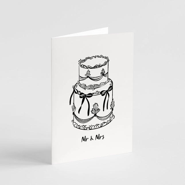 Mr & Mrs Vintage Wedding Cake Card