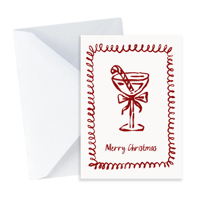 Candy Cane Cocktail Christmas Card - Mini Card