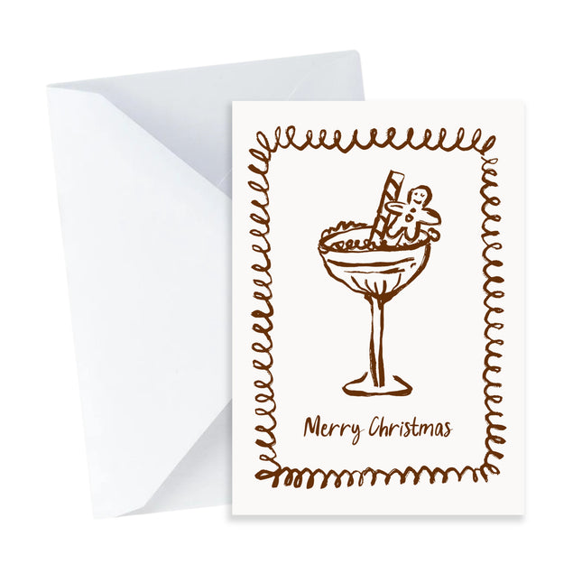 Gingerbread Cocktail Christmas Card - Mini Card