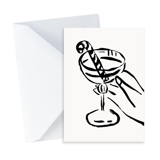 Candy Cane Cocktail Christmas Card - Mini Card